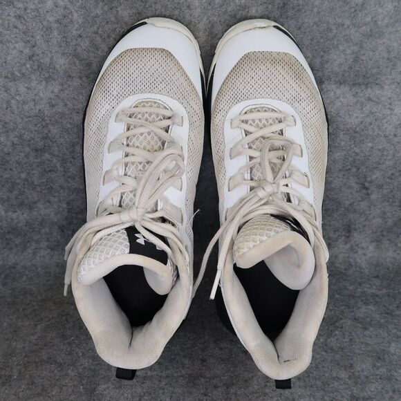 Under Armour Shoes Womens 8 Athletic Trainers Basketball Sports Active White Mid - Picture 9 of 16